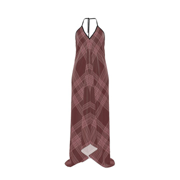 Rosewood Plaid Silk Halterneck backless dress