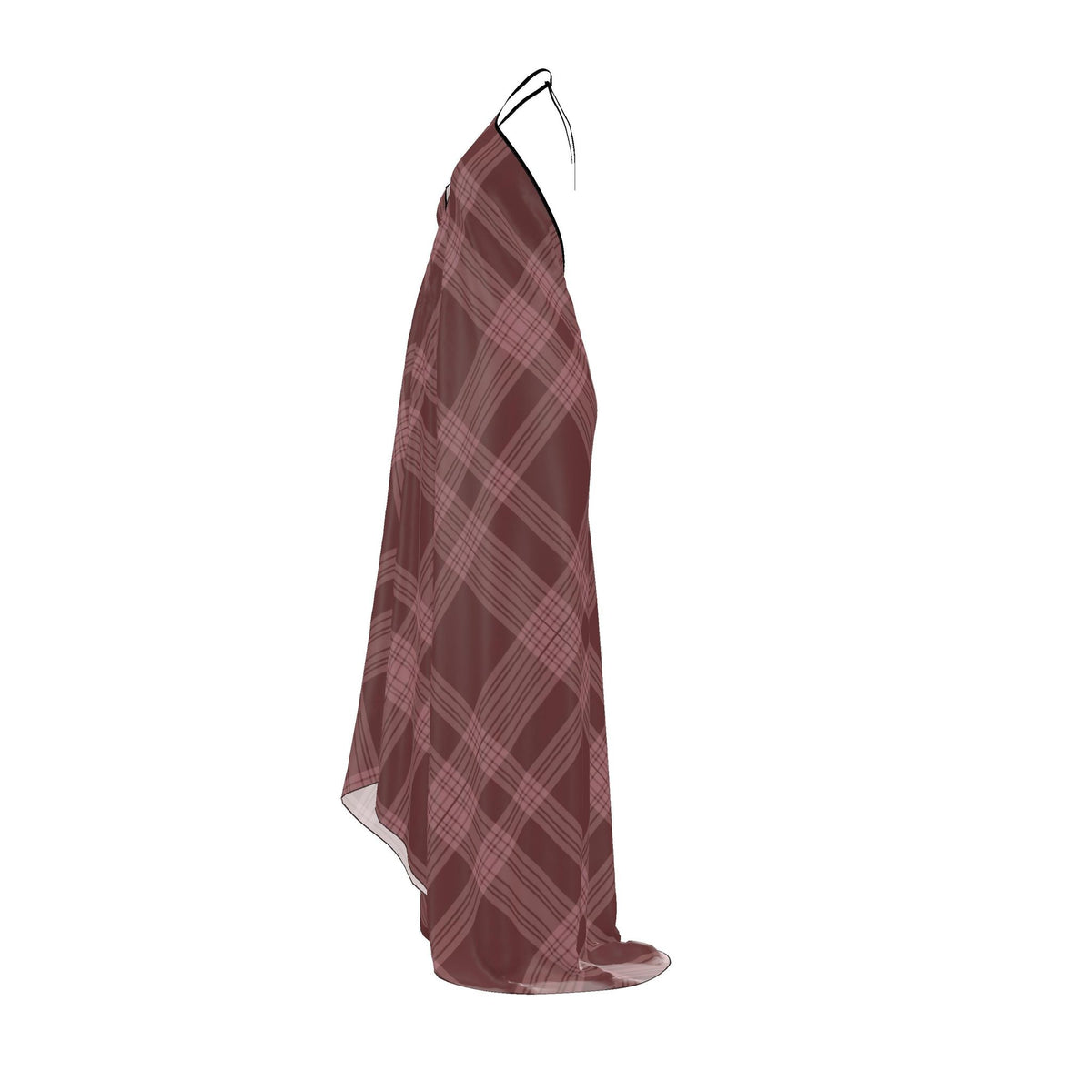 Rosewood Plaid Silk Halterneck backless dress
