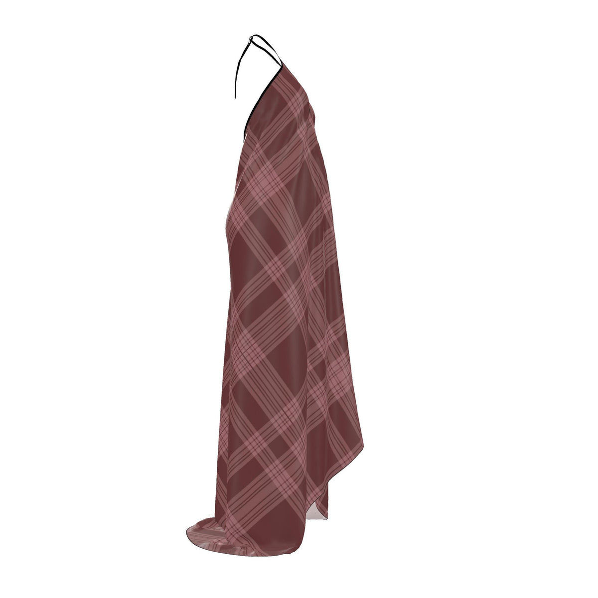Rosewood Plaid Silk Halterneck backless dress