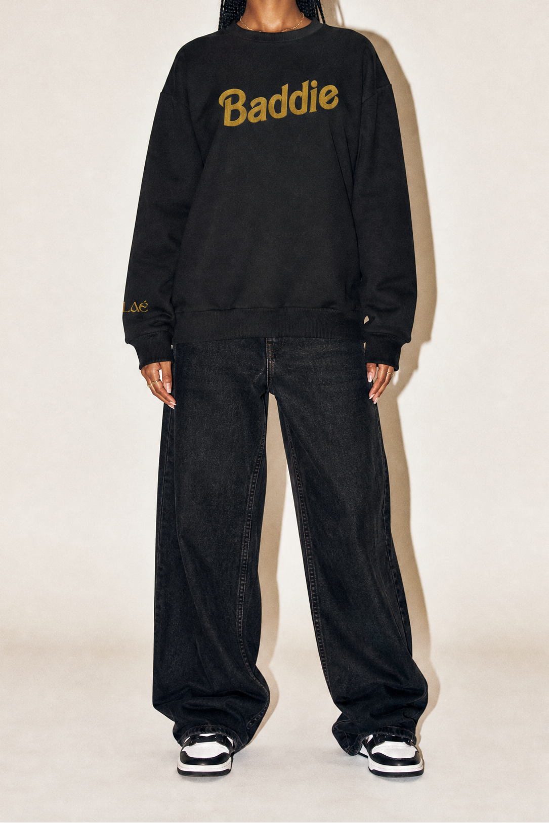 Baddie Embroidered Sweatshirt Golden Black Woman MERLAE