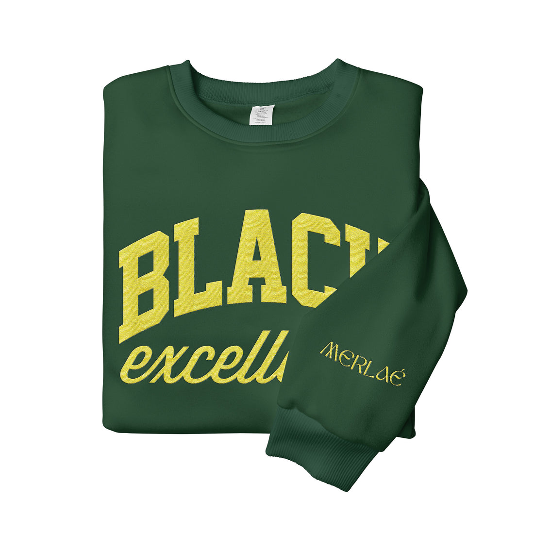 Black Excellence Embroidered Crewneck Sweatshirt Green Black Woman MERLAE