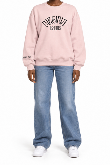 Black Virginia Baddie Embroidered Crewneck Sweatshirt