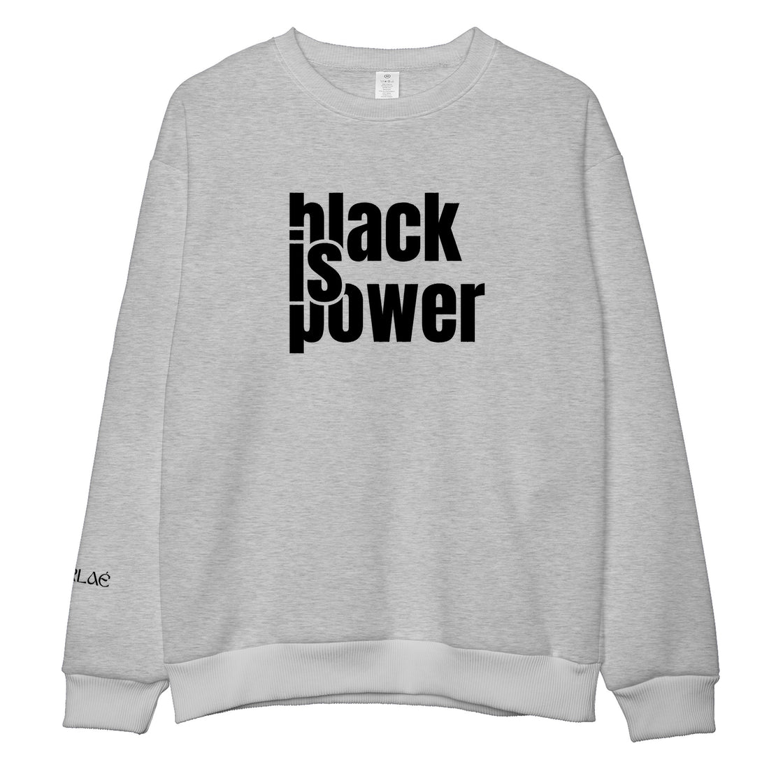 Black is Power Embroidered Crewneck Sweatshirt Gray Black Woman MERLAÉ