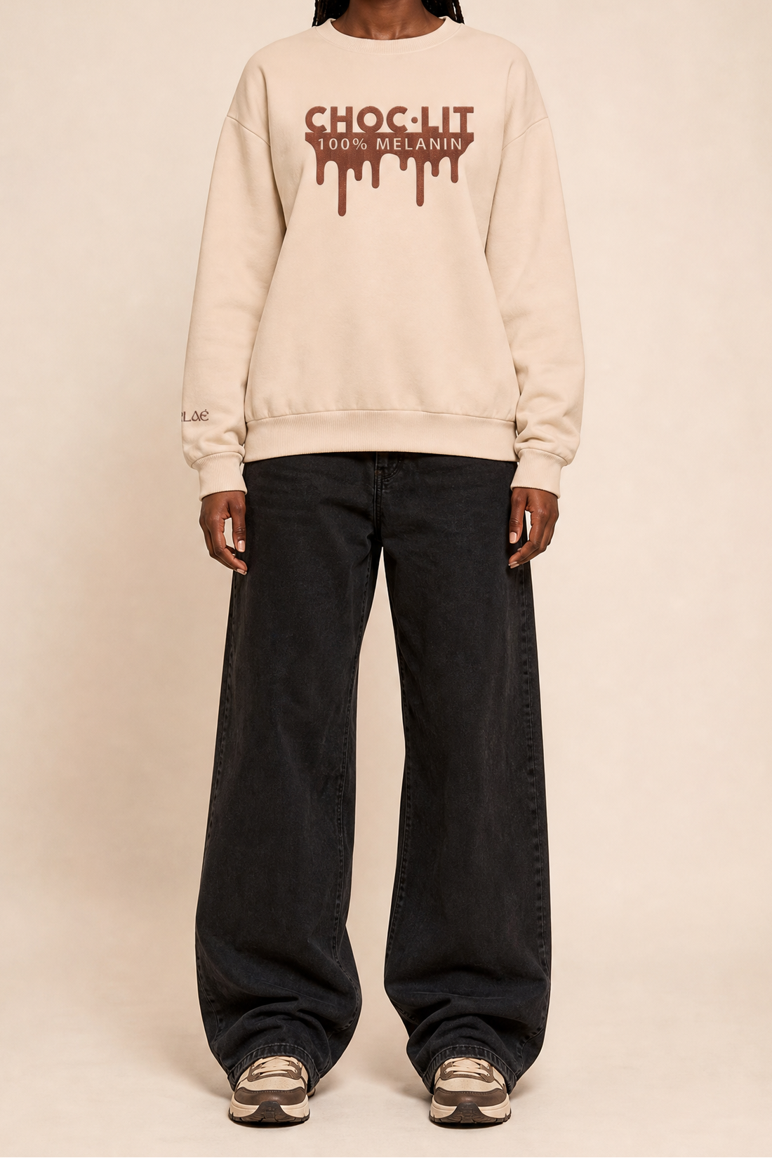Chocolit Melanin Embroidered Sweatshirt Black Woman MERLAÉ