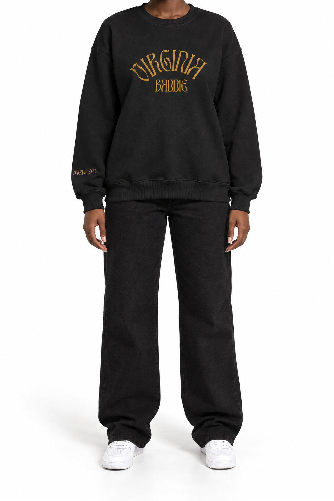 Gold Virginia Baddie Embroidered Crewneck Sweatshirt