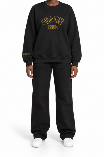 Gold Virginia Baddie Embroidered Crewneck Sweatshirt