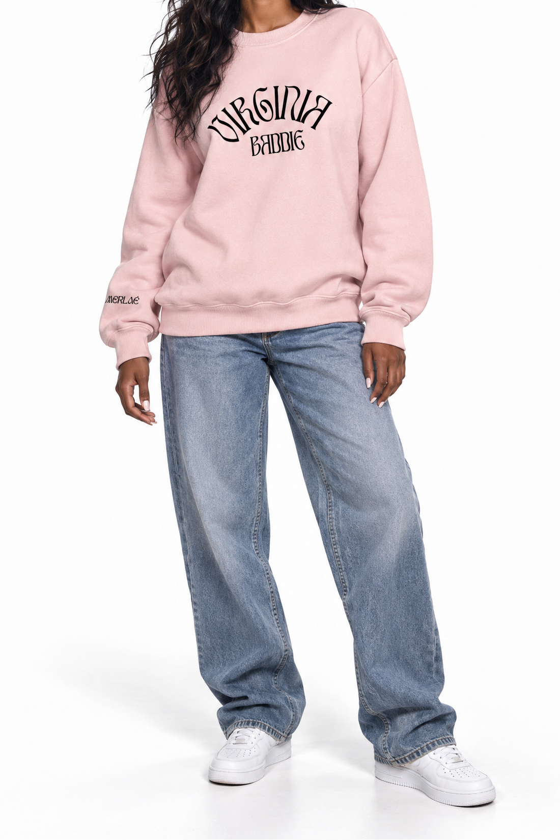 Light Pink Virginia Baddie Embroidered Crewneck Sweatshirt