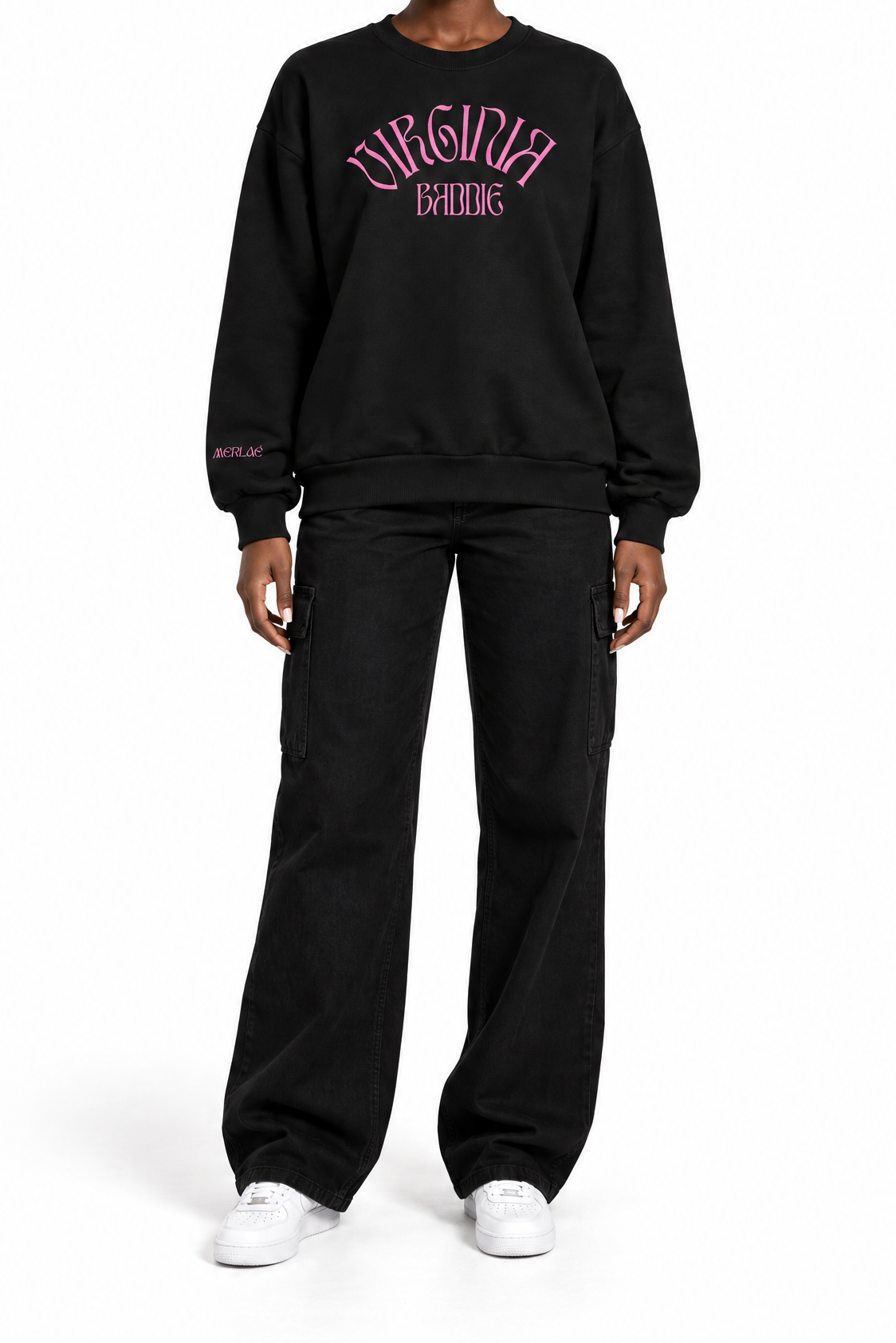 Pink Virginia Baddie Embroidered Crewneck Sweatshirt