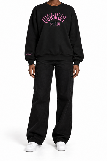 Pink Virginia Baddie Embroidered Crewneck Sweatshirt