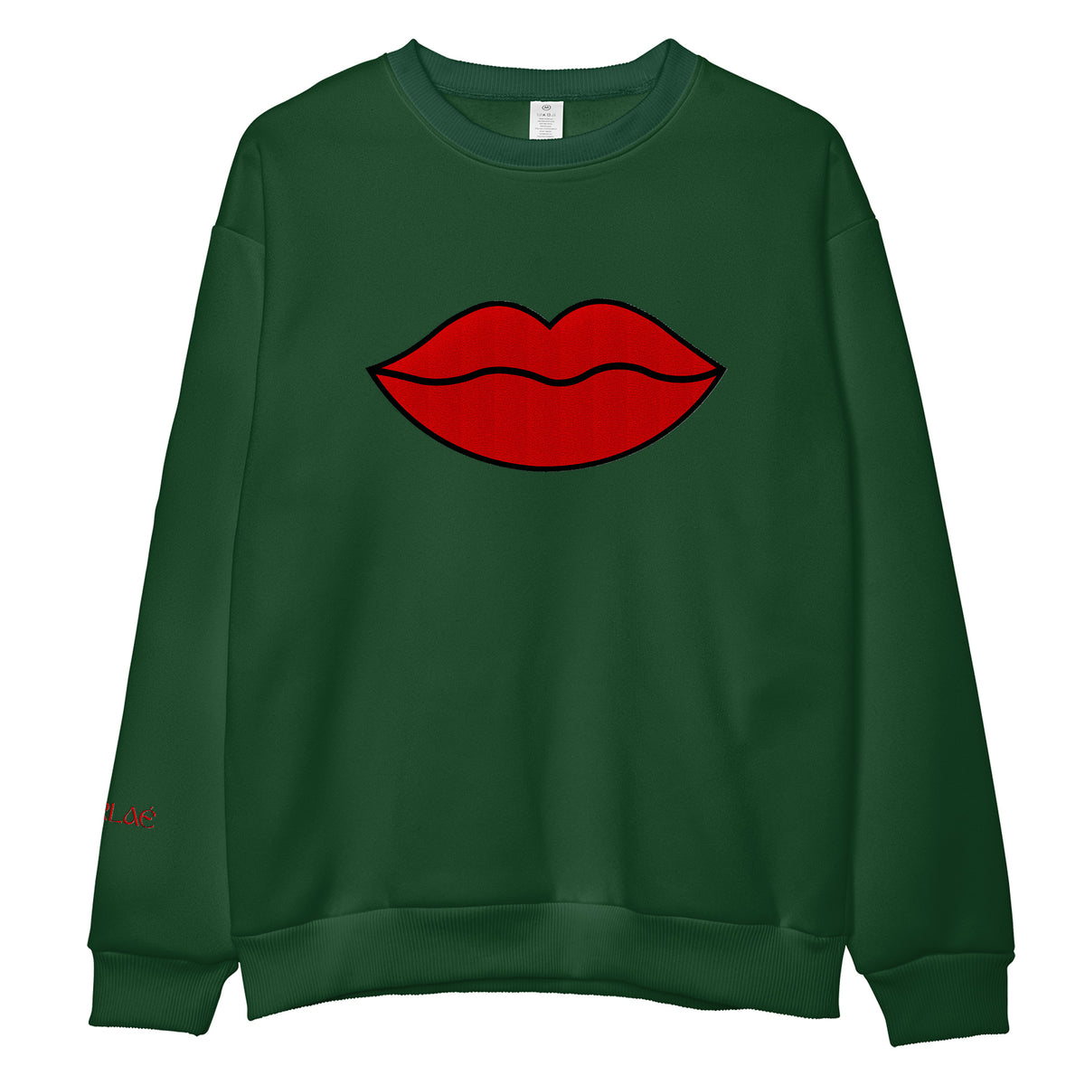 Red Lips Embroidered Sweatshirt
