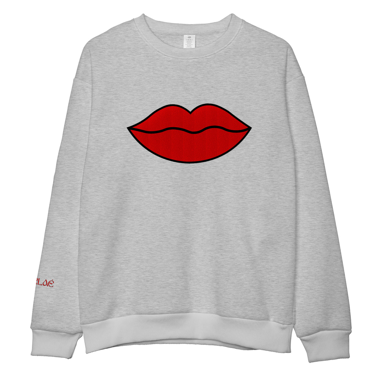 Red Lips Embroidered Sweatshirt