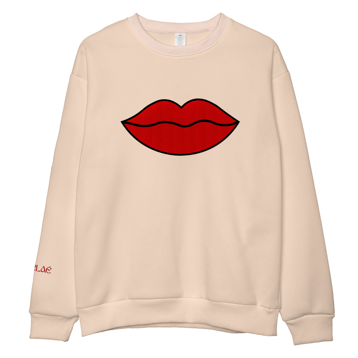 Red Lips Embroidered Sweatshirt