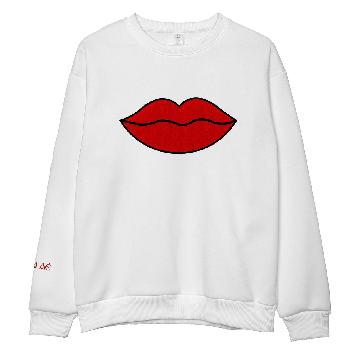 Red Lips Embroidered Sweatshirt