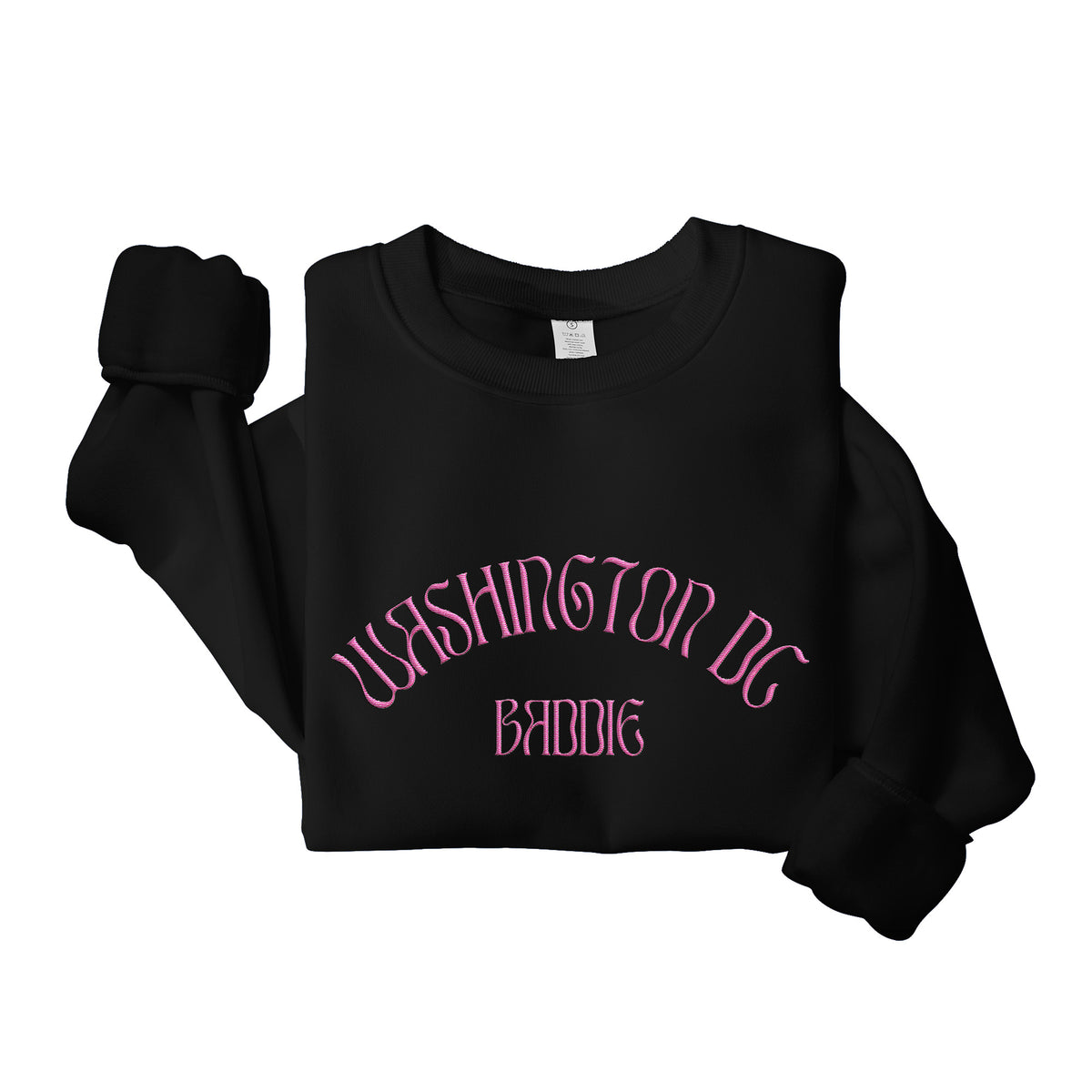 Pink Embroidered Washington DC Baddie Sweatshirt