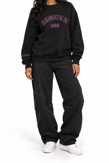 Pink Embroidered Washington DC Baddie Sweatshirt