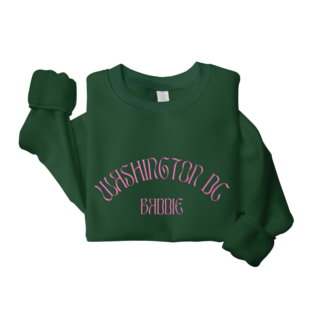 Pink Embroidered Washington DC Baddie Sweatshirt