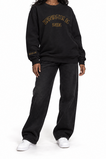 Washington DC Baddie Embroidered Sweatshirt - Vintage Gold