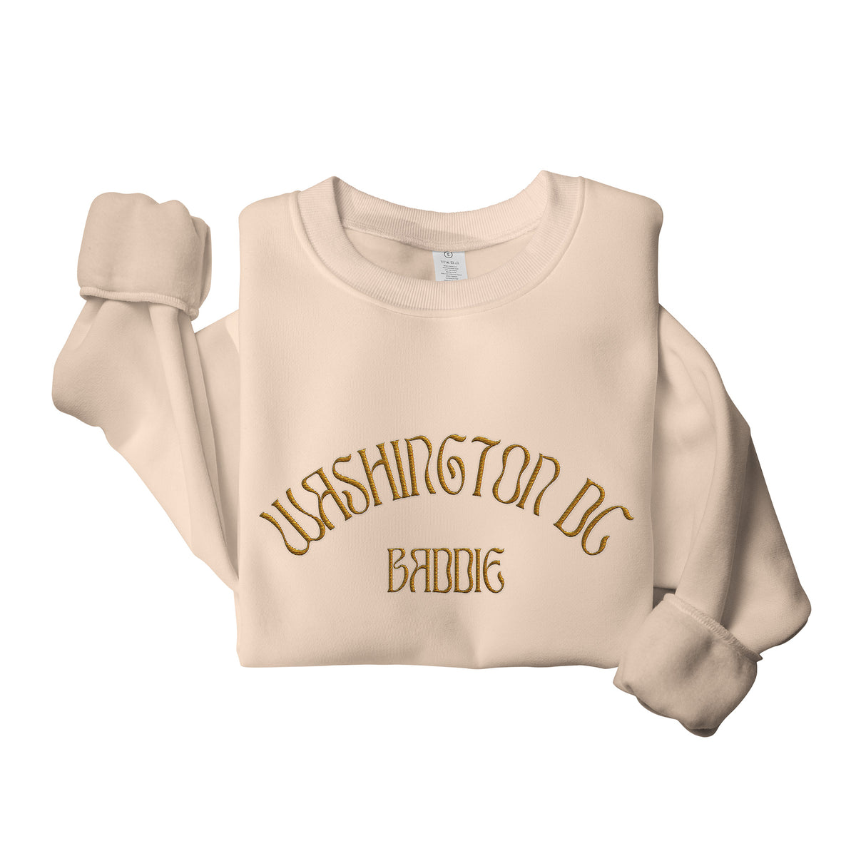 Washington DC Baddie Embroidered Sweatshirt - Vintage Gold
