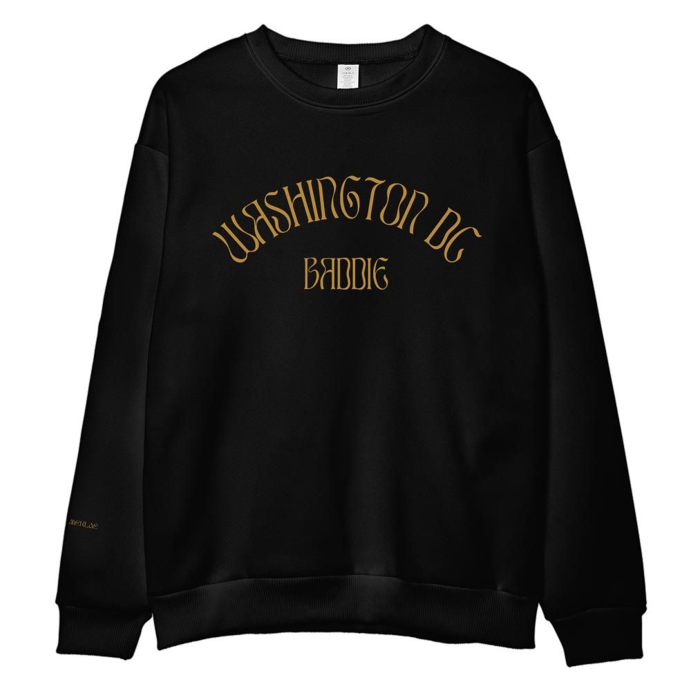 Washington DC Baddie Embroidered Sweatshirt - Vintage Gold