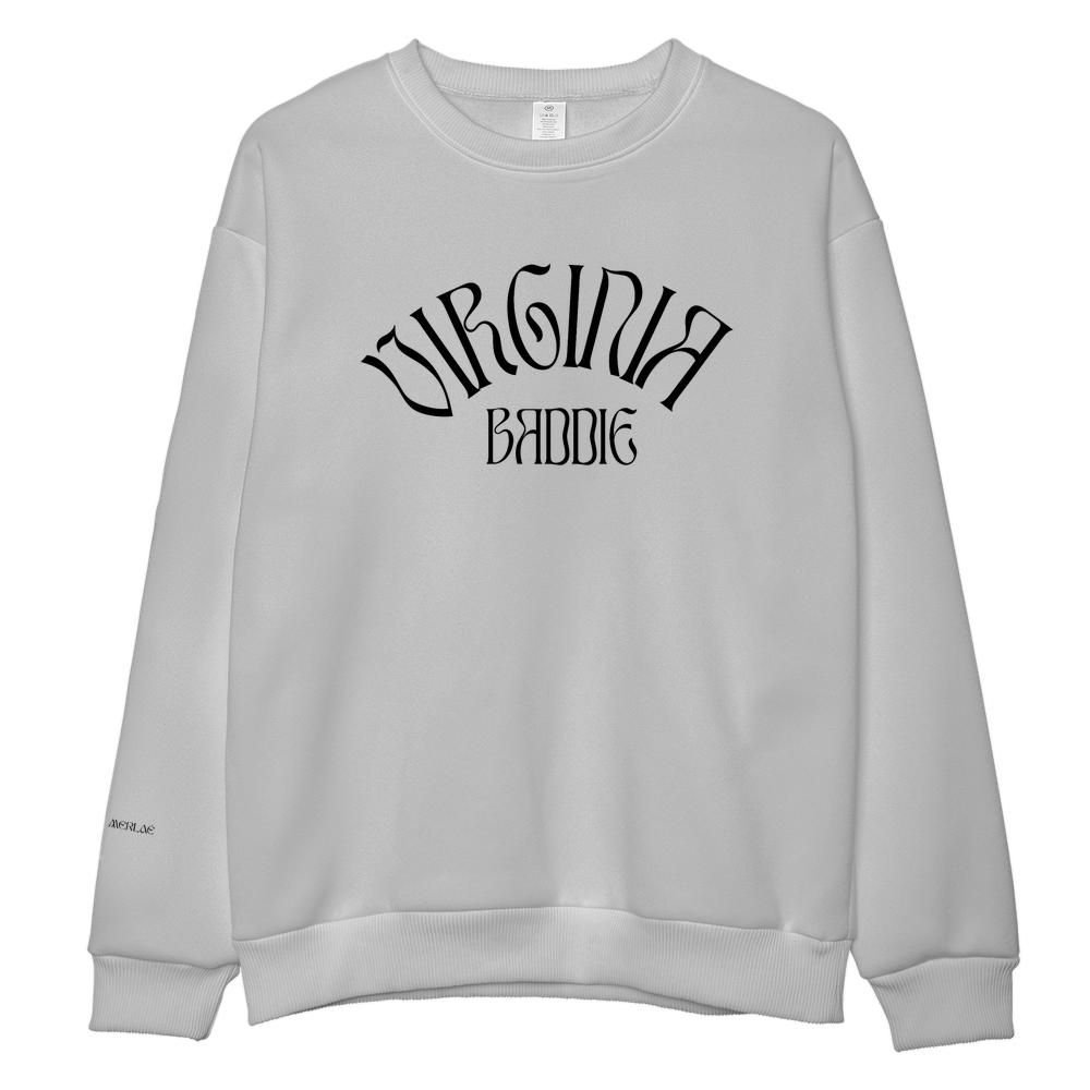 Black Virginia Baddie Embroidered Crewneck Sweatshirt